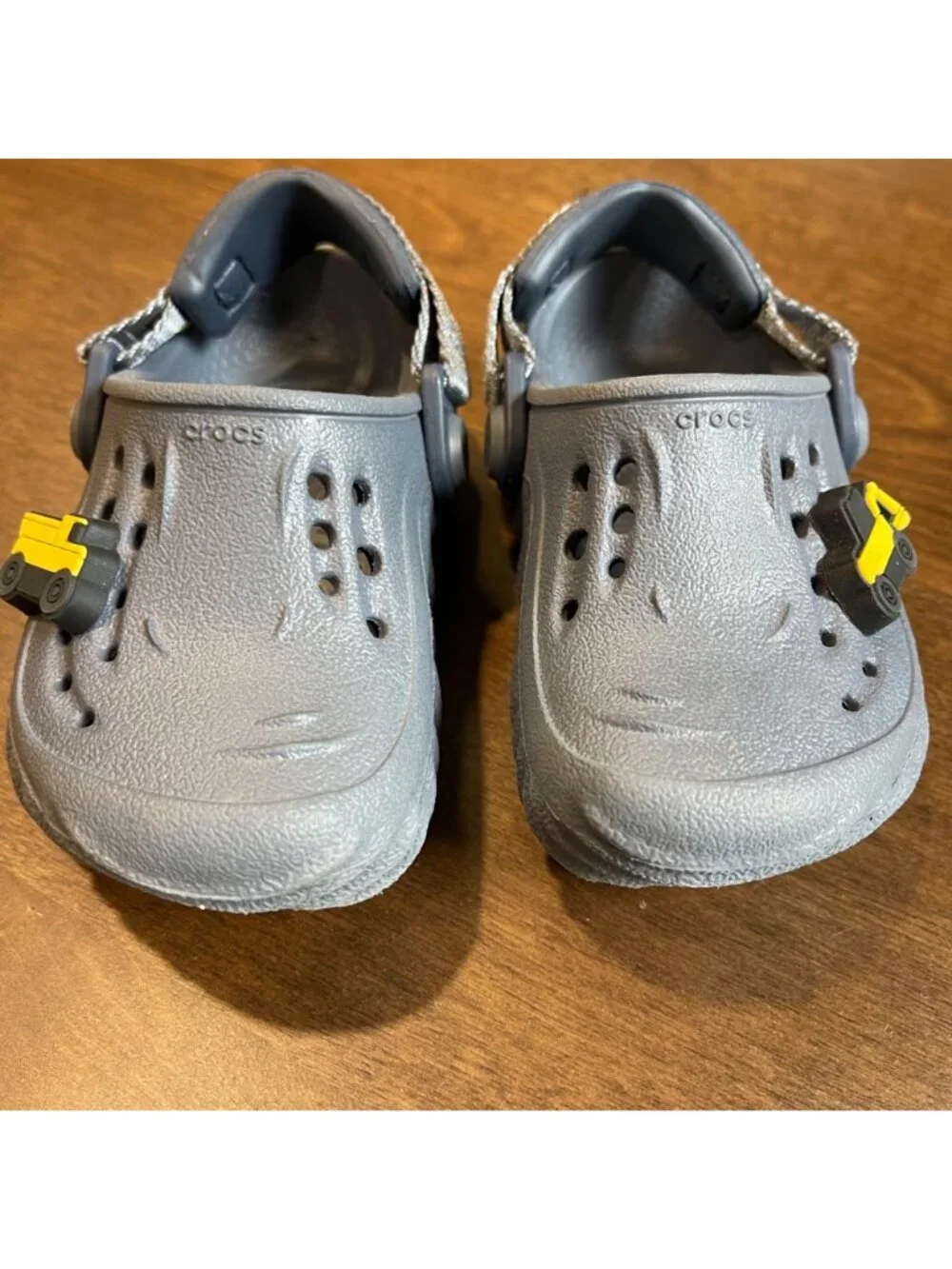 Crocs‎ Echo Clog Toddler Boys Size 5 Construction Truck Jibbitz Gray Waterproof